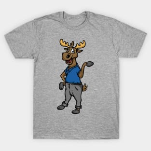 Cute Anthropomorphic Human-like Cartoon Character Moose in Clothes T-Shirt